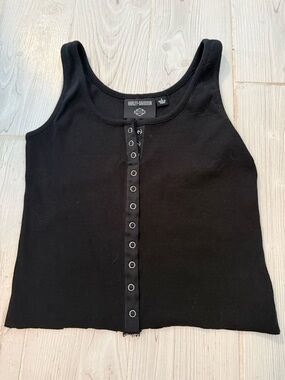 Harley-Davidson Black Snap-Front Ribbed Tank